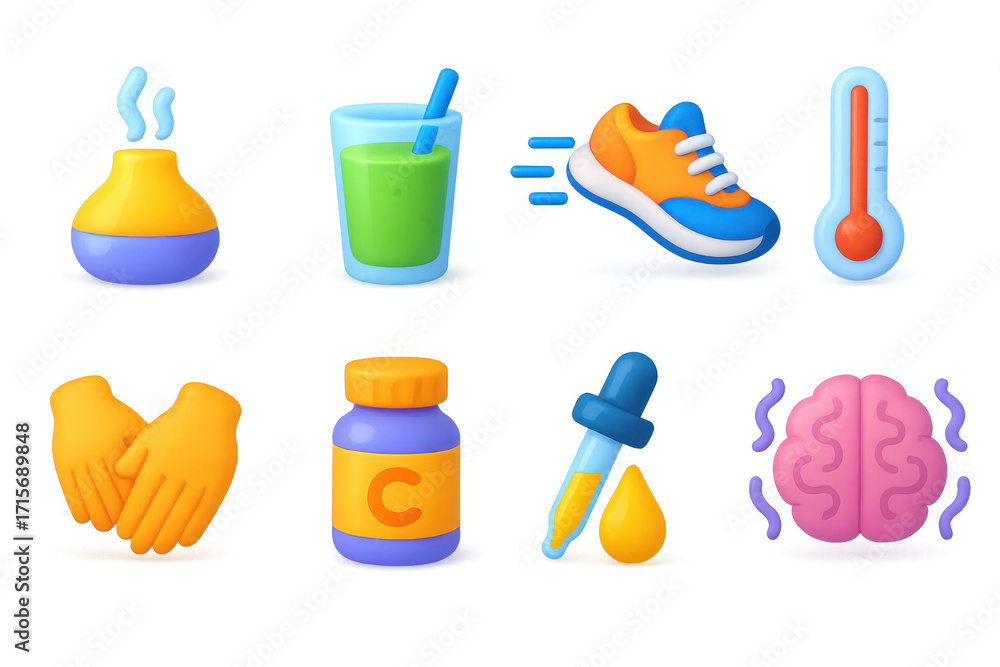 Fototapeta premium Wellness illustration featuring simple health icons for design and decor