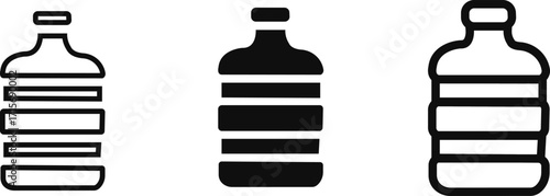 Gallon bottle icon,Water bottle gallon clear plastic blue cap hydration drinking liquid container refreshment thirst 100 on transparent background,Empty bottle of water pixel style