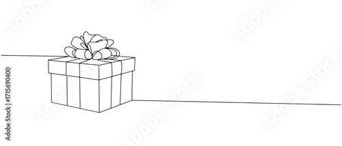 Gift box illustration line art style for Christmas present .eps