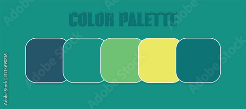 Color palette guide. Palette of color swatches for web. RGB color model vectors. Colorful trendy color palettes flat template