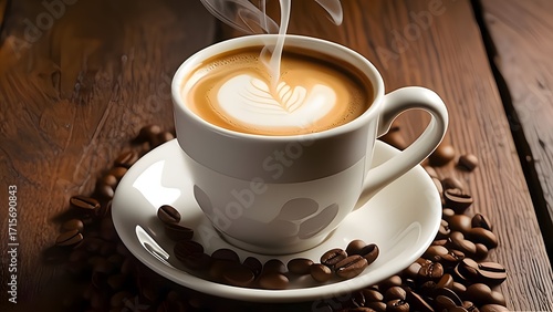cup of coffee with beans