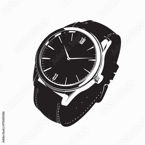 Mens Hand Classic Wrist Watch Image vector isolated on white background