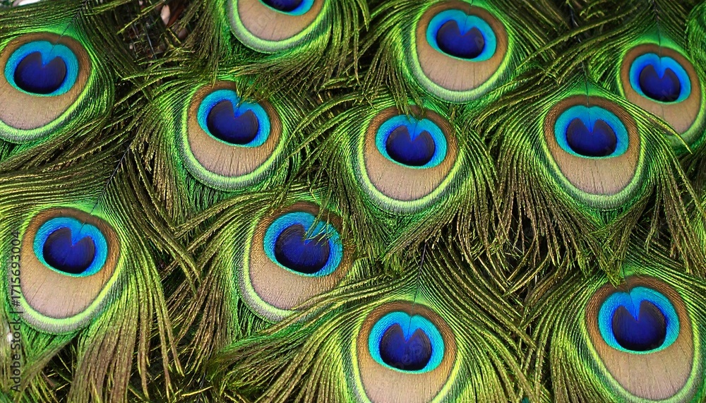 Fototapeta premium Peacock Feathers Close-Up