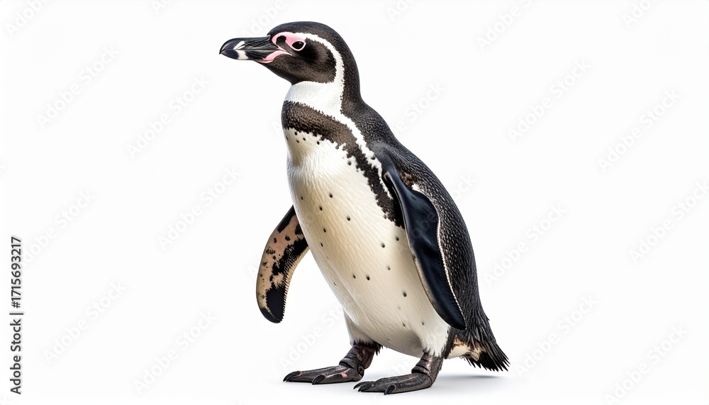 Obraz premium Humboldt Penguin (Spheniscus humboldti) isolated against white background.