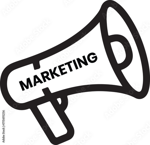 Megaphone Icon with Marketing Text bullhorn announcement