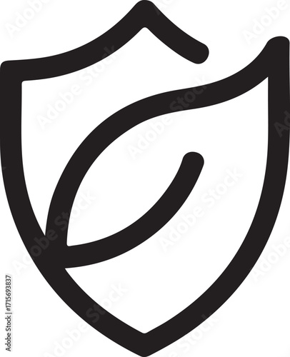 Shield Icon with Leaf Outline nature organic