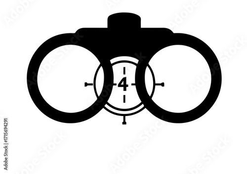 Binoculars silhouette with crosshairs and target symbol inside  