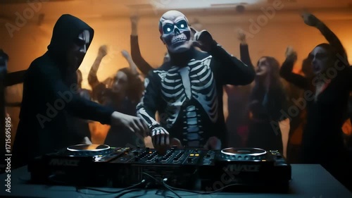Skeleton dj halloween party
