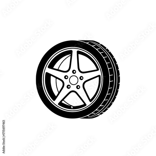 Car tire perspective view icon