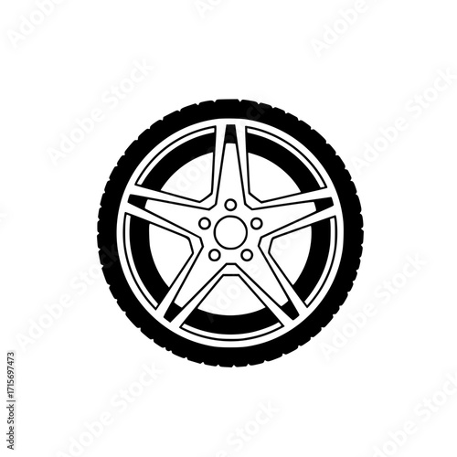 Car wheel rim detailed view icon