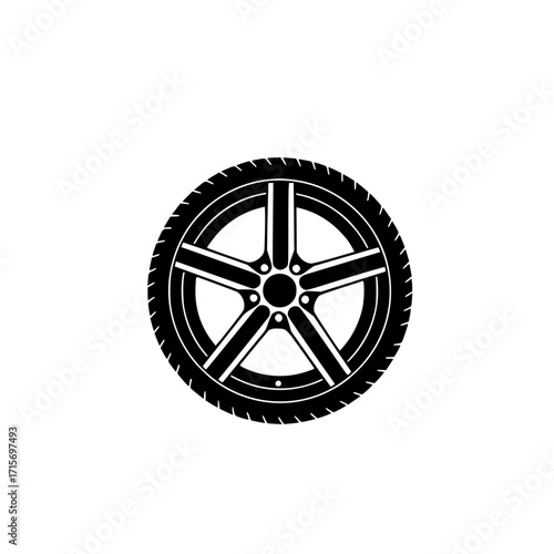 Car tire with detailed tread icon