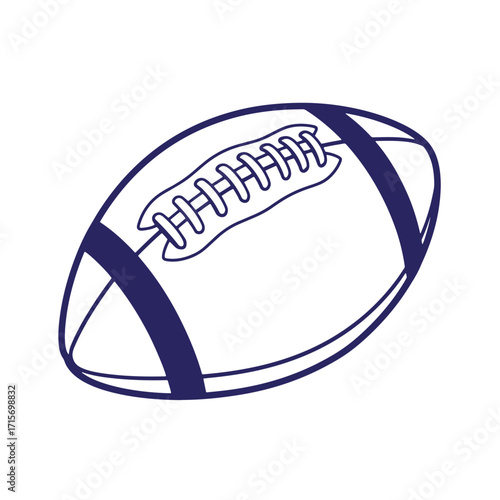 Isolated blue outline american football ball design for sports and recreation