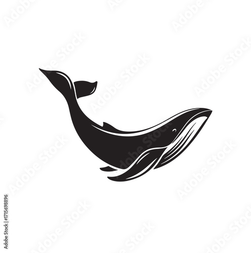 whale logo, whale vector, black and white whale