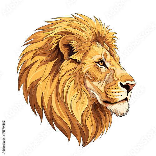 lion head, lion profile, majestic lion, golden mane lion, cartoon lion, vector lion, wild lion, jungle king, safari animal, big cat, powerful lion, lion illustration, african lion, exotic animal, pred