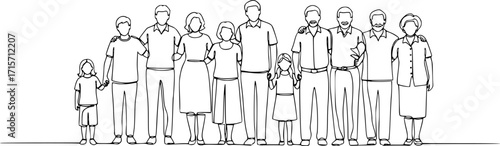 people from various age groups standing together big family