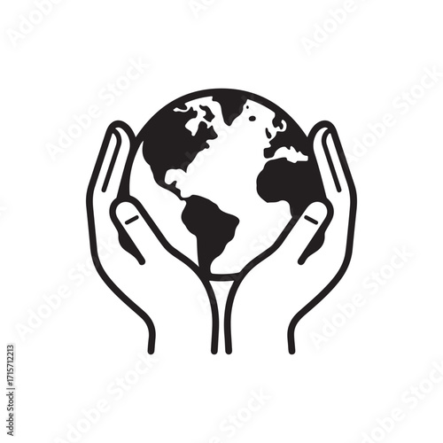 Caring Hands Holding Planet Earth for Environmental Conservation and Global Unity Concept Vector Illustration.