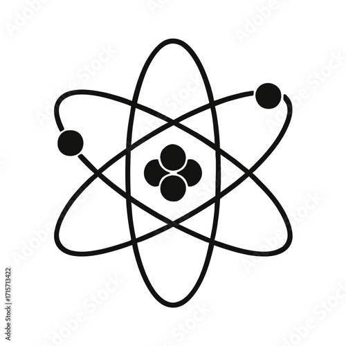 Atom Symbol with Electrons Orbiting Nucleus - Science and Technology Vector Icon