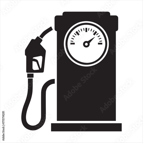 Simple dark gas pump icon isolated on white background