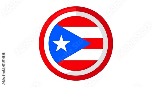 Free Download Circular emblem displays the flag of Puerto Rico, featuring a bold design with red, white, and blue colors. - GFXLoad