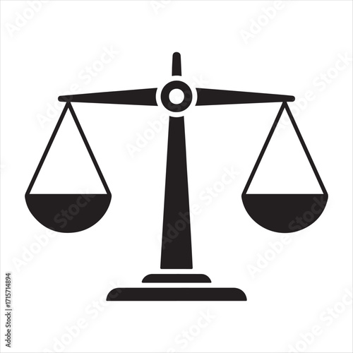 Minimalist teal balance scale icon justice equality isolated on white background