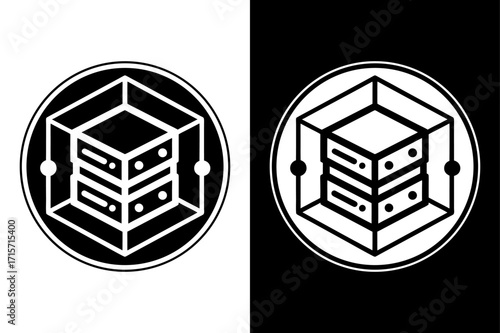 Minimal Server Storage Icon Isolated Black White.