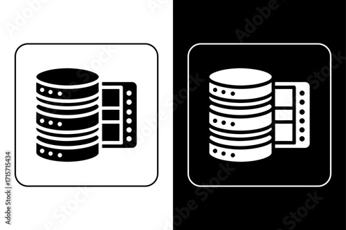 Cloud Server Data Symbol Black White Vector.