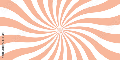 Sunburst classic retro background, rays or stripes in the center. Rotating, spiral stripes.vector background template retro vintage style.peach teal orange and  white in a straight radial striped .