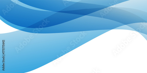 Modern abstract background with translucent blue waves flowing horizontally across the lower half of the image, leaving clean white space above for text or creative use.