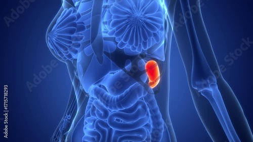 Human Internal Organ Spleen Anatomy Animation Concept