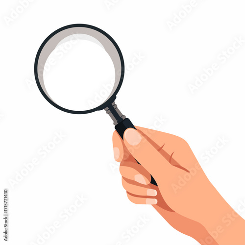 A hand holding a magnifying glass, ready to investigate.