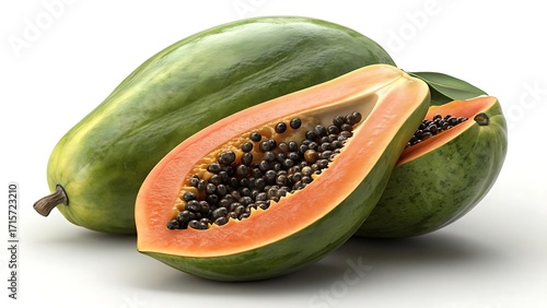 Wallpaper Mural green papaya isolated on white background Torontodigital.ca