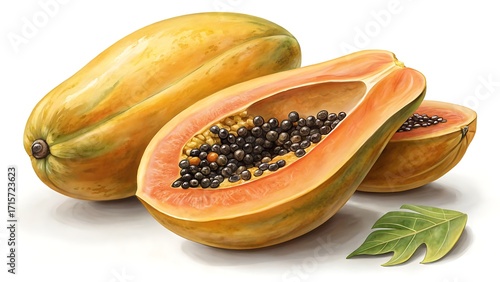 Wallpaper Mural papaya isolated on white Torontodigital.ca