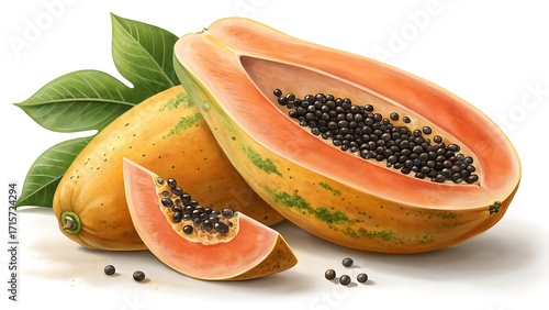 Wallpaper Mural papaya on a white background Torontodigital.ca