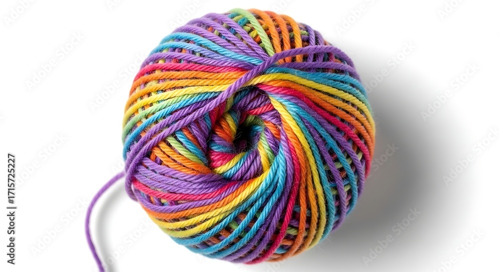 custom made wallpaper toronto digital"Colorful Rainbow Yarn Ball for Knitting, Crochet, and DIY Crafts": red and yellow circle, Close-up of colorful yarn ball in purple, pink, orange, yellow, blue hues. 