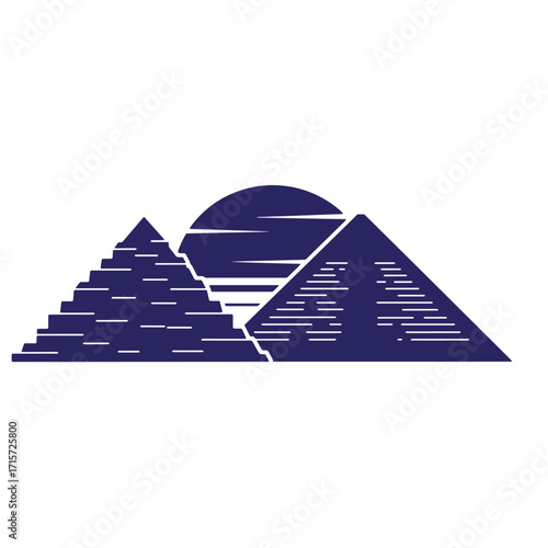 Abstract illustration of the giza pyramids with the sun showcasing egyptian culture and landmarks