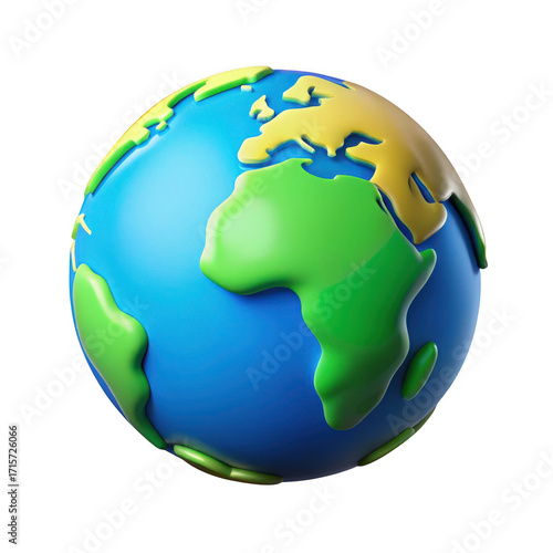 3d realistic globe planet earth with continent details isolated on transparent background