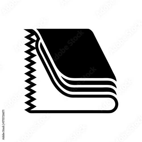 Minimalist line icon of folded fabric with a zigzag edge.