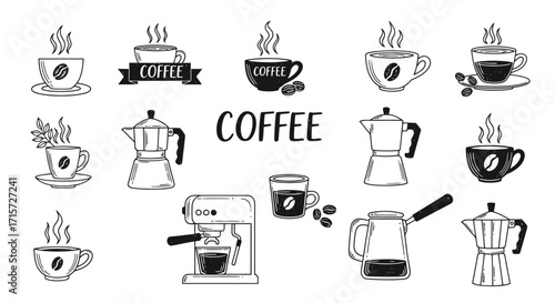 Enjoy a morning ritual with these hand-drawn coffee illustrations for menus, cafes, and creative designs