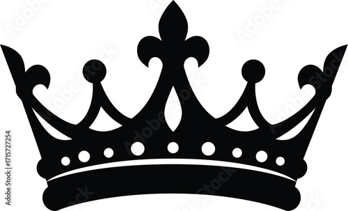Elegant black crown icon royal symbol vintage design classic heraldic emblem vector