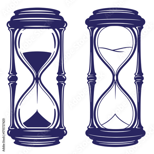 Elegant vector illustration of hourglasses showing time passing and symbolic measurement