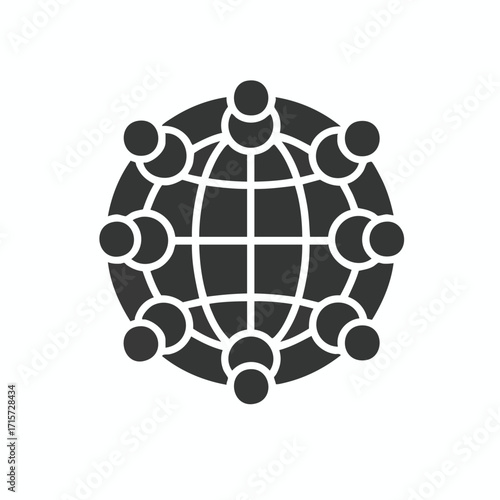 This black and white icon illustrates the concept of global connection, fostering a sense of worldwide community and interconnectedness through digital networks.