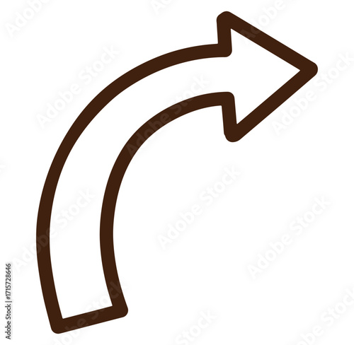 Simple curved arrow icon graphic design illustrating direction and navigational concepts
