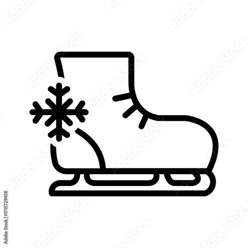Vector black line icon for Ice skating