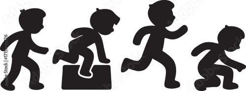 Parkour Silhouette Vector Set — Jumping, Vaulting, Free Running, Minimalist Flat Design