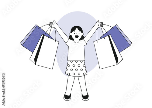 Happy Woman Holding Multiple Shopping Bags excitement