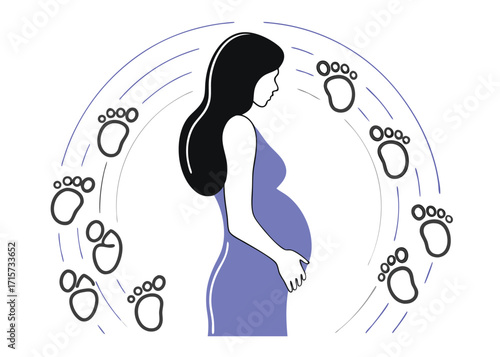 Pregnant Woman Surrounded By Baby Footprints pregnancy