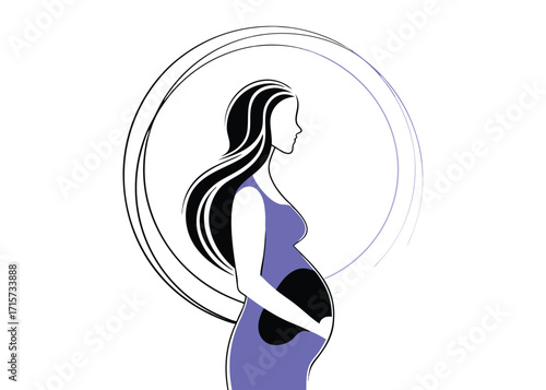Silhouette of Pregnant Woman with Circular Design pregnancy