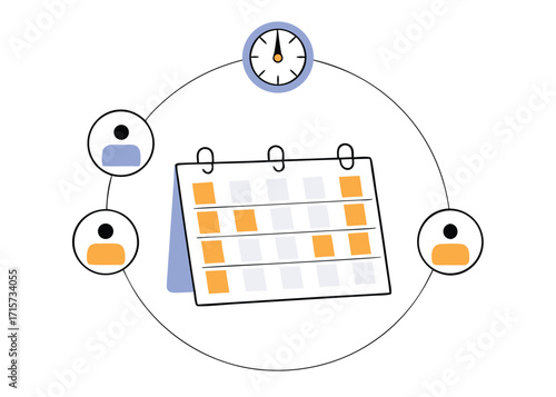 Team scheduling and time management concept calendar