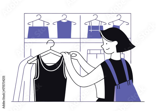 Woman choosing clothes from a rack shopping fashion