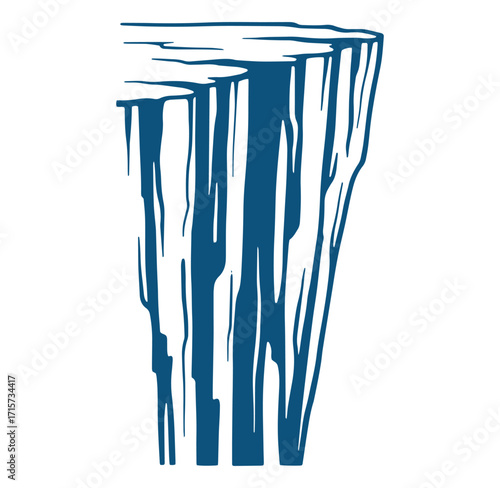 Abstract illustration of a cliff face with vertical lines in a flat design style